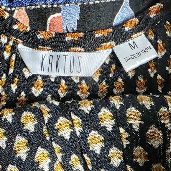 Kaktus Boho Print Tunic Top Multicolor Square Neck M - Picture 6 of 7